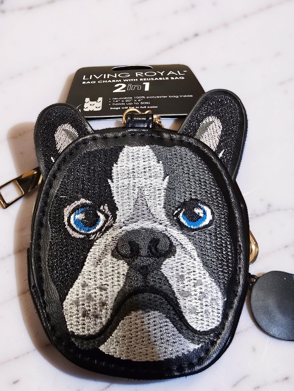 NWT Living Royal French Bulldog 2-in-1 Bag Charm & Reusable Tote Bag